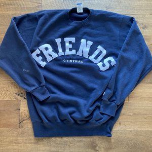 Friends Central Pullover Navy Champion Made in USA Size XL Vintage Stain